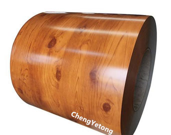 Wood Grain PET Film Prepainted Galvalume Steel Coil For Interior Decoration